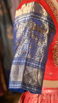 red and blue Lehanga