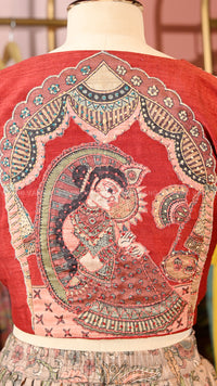 Red Kalankari Lehanga