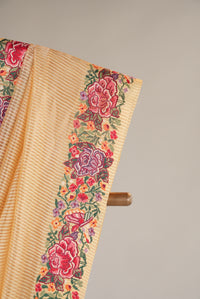 Premium Cream Saree with Floral Border