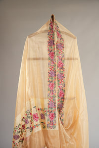 Premium Cream Saree with Floral Border